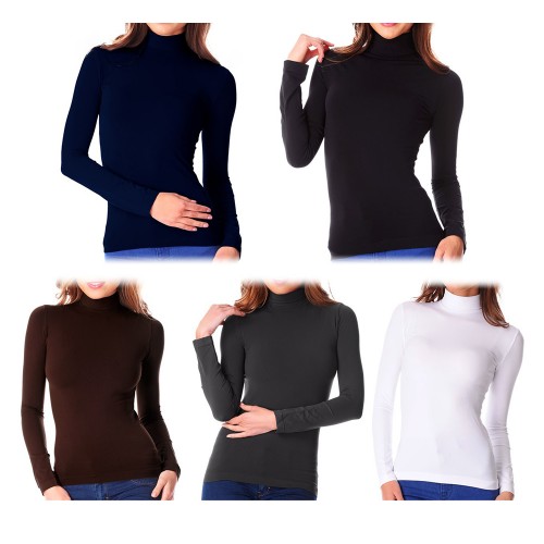 5 Magliette Dolcevita Da Donna Vari Colori E Taglie Vka22